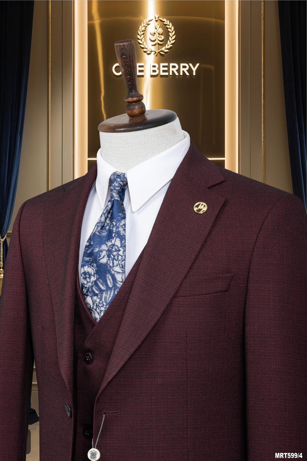 Men’s Fashion Slim Fit 3 piece Suit with free tie  – Premium Formal Wear Made in Turkey – Stylish Blazer and Trousers Set for Business, Weddings, and Special Occasions