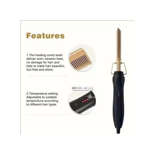 3-in-1 Hot Comb Electric Hair Straightener & Curler – Fast-Heating Ceramic Straightening Brush for Smooth, Frizz-Free, Salon-Quality Styling"