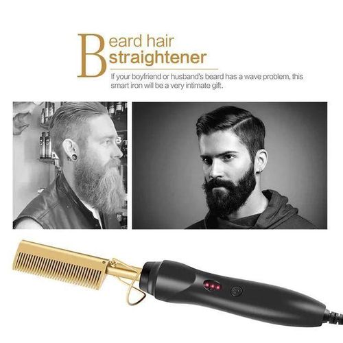 3-in-1 Hot Comb Electric Hair Straightener & Curler – Fast-Heating Ceramic Straightening Brush for Smooth, Frizz-Free, Salon-Quality Styling"