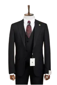 Men’s Fashion Slim Fit 3 piece Suit with free tie  – Premium Formal Wear Made in Turkey – Stylish Blazer and Trousers Set for Business, Weddings, and Special Occasions