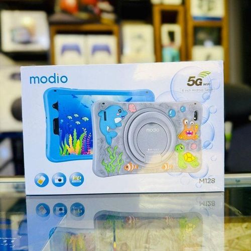 Modio NEW M128 Kids Study Tablet, with Free Wireless Headphones8-Inch HD Display, 6GB RAM + 256GB ROM, 4000mAh Battery, 5G SIM Card Slot, WiFi & Mobile Data Support, Silicone Protective Cover,