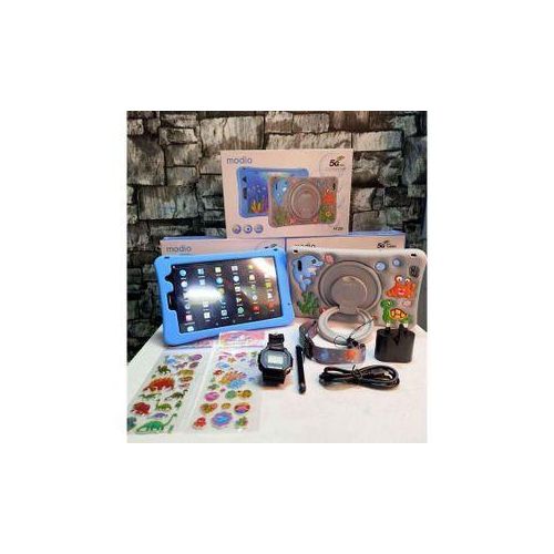 Modio NEW M128 Kids Study Tablet, with Free Wireless Headphones8-Inch HD Display, 6GB RAM + 256GB ROM, 4000mAh Battery, 5G SIM Card Slot, WiFi & Mobile Data Support, Silicone Protective Cover,