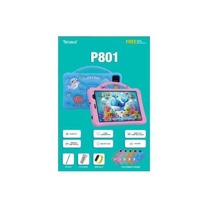 Modio NEW M128 Kids Study Tablet, with Free Wireless Headphones8-Inch HD Display, 6GB RAM + 256GB ROM, 4000mAh Battery, 5G SIM Card Slot, WiFi & Mobile Data Support, Silicone Protective Cover,