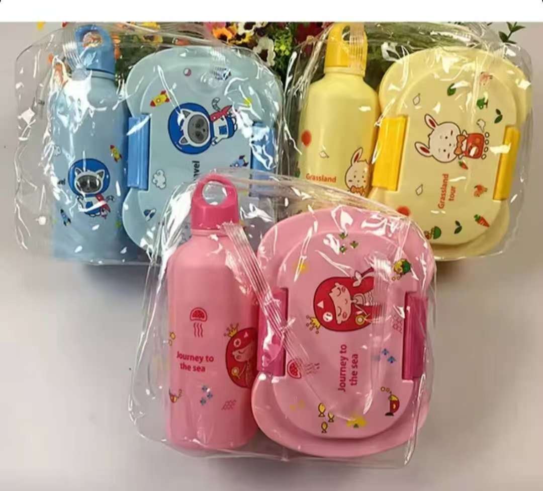 Premium Kids Lunch Boxes and Kids Water Bottles Set – Colorful, Durable & BPA-Free Partitioned Lunchbox with Multiple Compartments, Leak-Resistant Design, and Child-Friendly Water Bottle for School,
