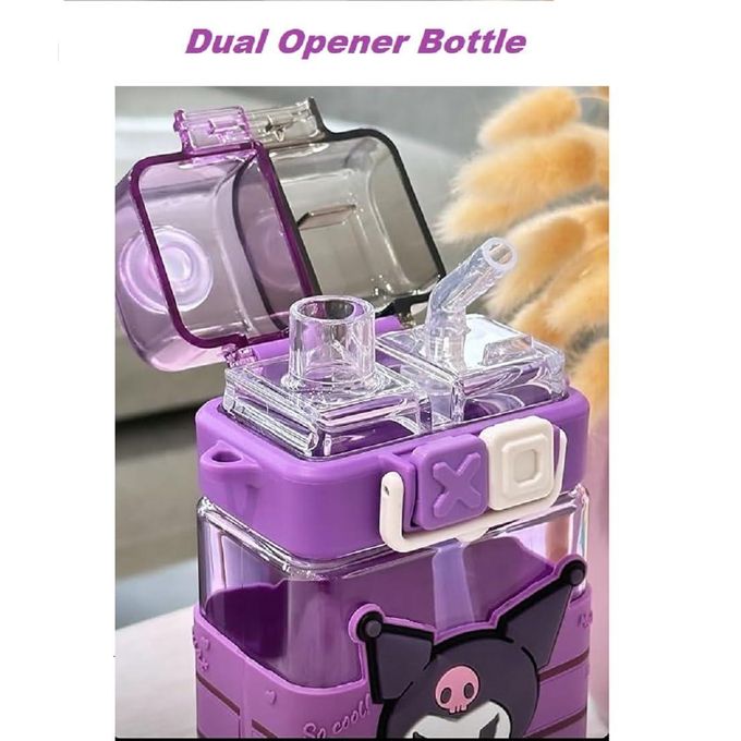 1PCS Adorable Sanrio Kids Water Bottle 500ML – BPA Free Dual Nozzle Sipper, Leakproof Bottle with Shoulder Strap, Cute School Water Bottle for Girls