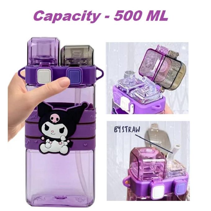 1PCS Adorable Sanrio Kids Water Bottle 500ML – BPA Free Dual Nozzle Sipper, Leakproof Bottle with Shoulder Strap, Cute School Water Bottle for Girls