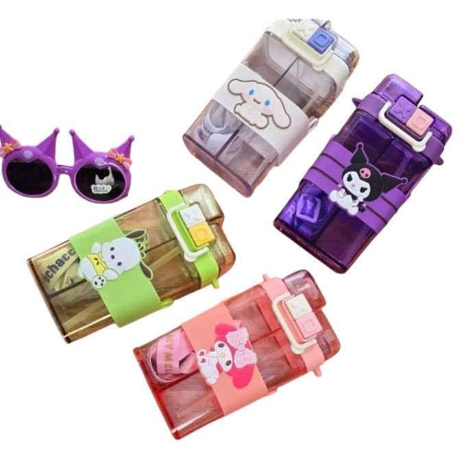 1PCS Adorable Sanrio Kids Water Bottle 500ML – BPA Free Dual Nozzle Sipper, Leakproof Bottle with Shoulder Strap, Cute School Water Bottle for Girls