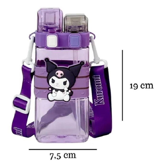 1PCS Adorable Sanrio Kids Water Bottle 500ML – BPA Free Dual Nozzle Sipper, Leakproof Bottle with Shoulder Strap, Cute School Water Bottle for Girls