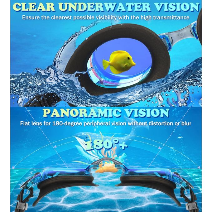 Kids Anti-Fog Swimming Goggles – UV Protection Leakproof Swim Glasses with Soft Silicone Seal & Adjustable Head Strap for Boys and Girls