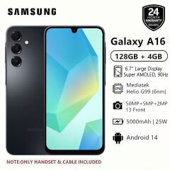 [Black Friday Sale] Samsung Galaxy A16 128GB+4GB 6.7" Super AMOLED Display 50MP Triple Camera Android 14 Mediatek Helio G99 5000mAh 25W Type-C Charge Smart Phones Samsung A16 phone