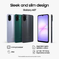 [Limited Offer] Samsung Galaxy A07 128GB+4GB MTK Helio G99 6.7" 90Hz 50MP AI Camera 5000mAh 25W IP54 Waterproof Android 15 Type-C Charge Smart Phones 6X OS Upgrades phone