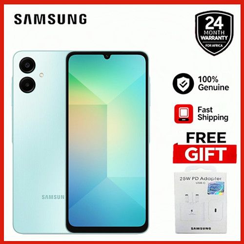 [Free Gift] Samsung Galaxy A06 64GB/128GB+4GB 50MP Camera 6.7" 90Hz MTK Helio G85 (12nm) 5000mAh 25W Type-C Charge Android 14 Side Fingerprint Unlock phone Smart Phone + 25W Charger Adapter