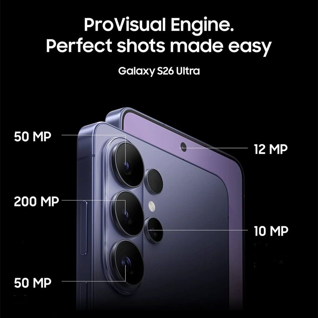 New Arrival Samsung Galaxy S26 Ultra 5G 512GB + 12GB 6.9" 120Hz Dynamic LTPO AMOLED 2X Privacy Secure Display 200MP Quad Camera Snapdragon 8 Elite Gen 5 60W 5000mAh IP68 Android 16 AI Smart Phone