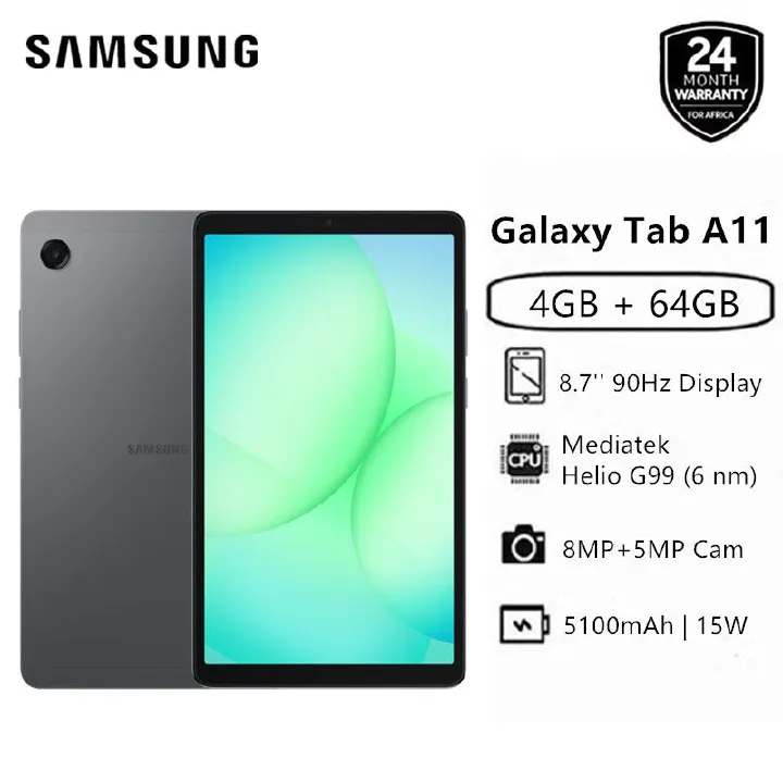 Brand New Samsung Galaxy Tab A11 64GB + 4GB 8.7" TFT LCD Display 8MP Camera Android 13 (Upgradable to Android 15) MediaTek Helio G99 15W 5100mAh Tablet