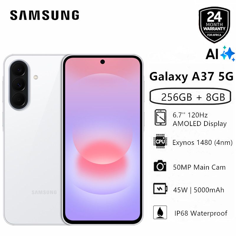 New Arrival Samsung Galaxy A37 5G AI phone 256GB+8GB 6.7" 120Hz AMOLED Exynos 1480 (4nm) 50MP Triple Camera Android 16 45W 5000mAh IP67 Dust Water Resistant Type-C Charge Smart Phones