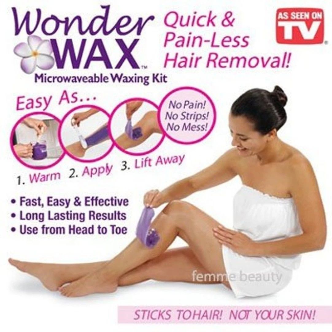 WONDER WAX Quick & Painless Hair Removal – Microwaveable Waxing Kit for Smooth, Effective At-Home Hair Removal with Easy Application & Long-Lasting Results