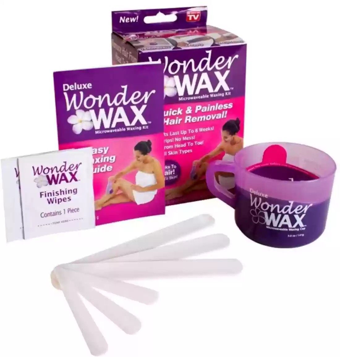 WONDER WAX Quick & Painless Hair Removal – Microwaveable Waxing Kit for Smooth, Effective At-Home Hair Removal with Easy Application & Long-Lasting Results
