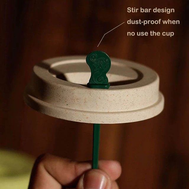 Reusable 350ml Wheat Straw Travel Coffee Mug – Biodegradable Portable Cup with Lid & Stir Stick for Outdoor Camping, Hiking, Picnic & Easy On-the-Go Use