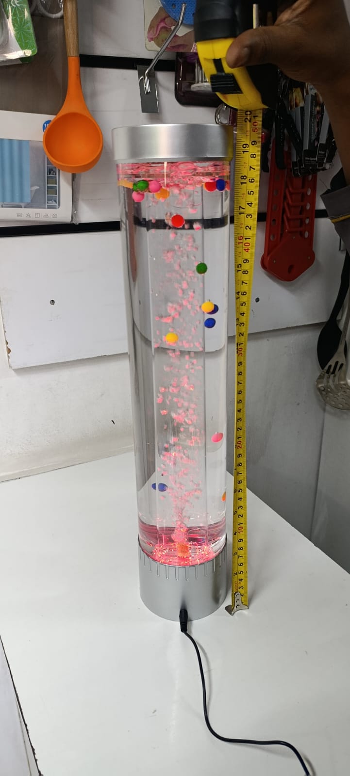 LED Bubble Aquarium Lamp – 50cm Tall Kids Room Mood Light, 10cm Diameter Desktop Artificial Fish Tank Water Tower Night Light for Bedroom, Office, Home