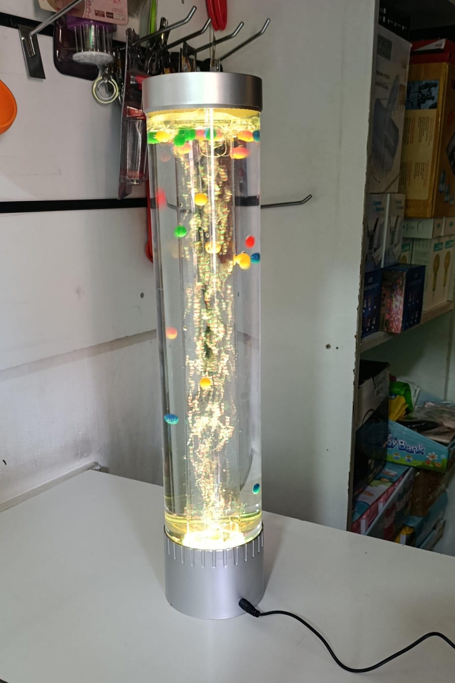 LED Bubble Aquarium Lamp – 50cm Tall Kids Room Mood Light, 10cm Diameter Desktop Artificial Fish Tank Water Tower Night Light for Bedroom, Office, Home