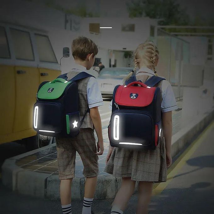 SM Medium School Bag – Spacious Blue Tough Fabric Backpack for Boys & Girls from Grade 1 to 6, Durable Kid's Book Bag for Daily School Use