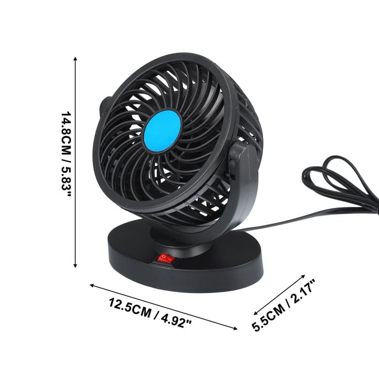 12V DC Electric Car Single Head Fan – 360 Degree Rotatable Dashboard Air Fan with Adjustable Powerful Cooling, Compact Car Auto Climate Cooler