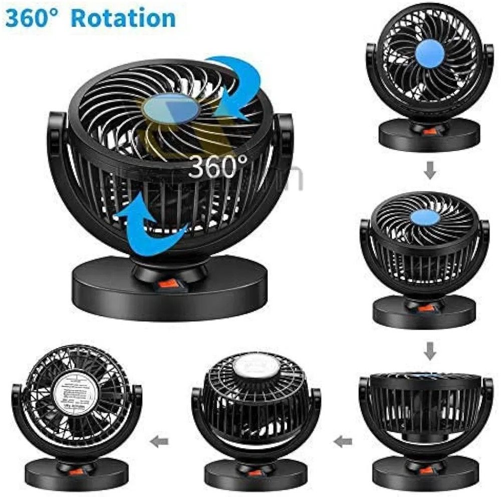 12V DC Electric Car Single Head Fan – 360 Degree Rotatable Dashboard Air Fan with Adjustable Powerful Cooling, Compact Car Auto Climate Cooler