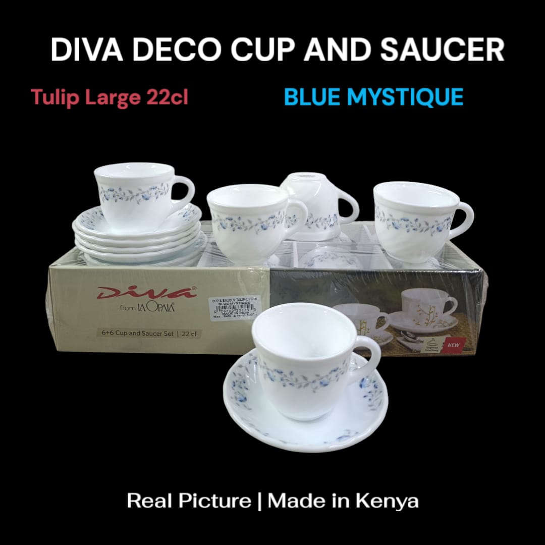 12pcs Elegance Classy Kitchen Cup & Saucer Set – 6 Cups & 6 Saucers, Durable High-Quality Finish for Tea, Coffee & Hot Beverages, Ideal for Home, Office & Hospitality