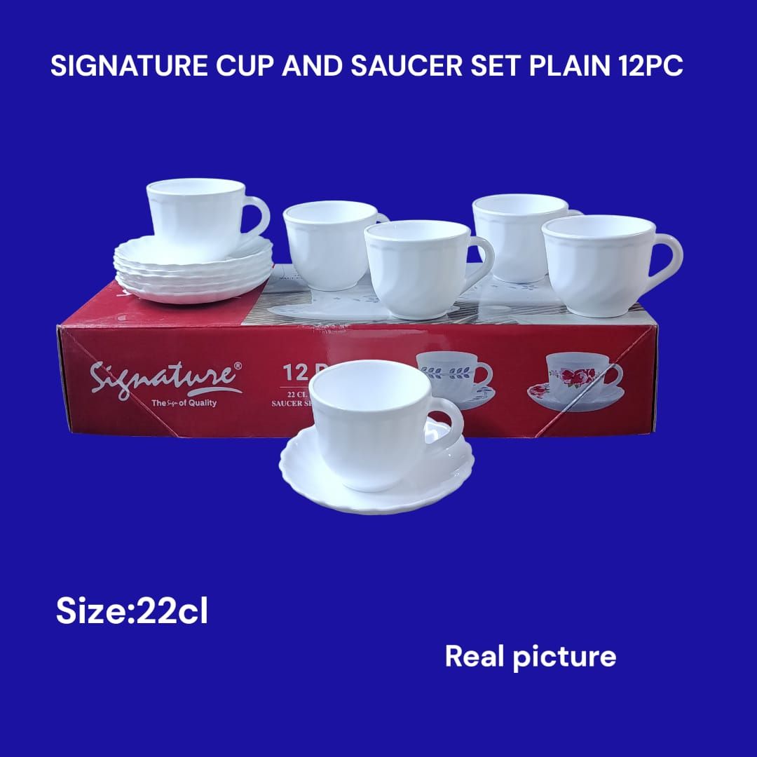 12pcs Elegance Classy Kitchen Cup & Saucer Set – 6 Cups & 6 Saucers, Durable High-Quality Finish for Tea, Coffee & Hot Beverages, Ideal for Home, Office & Hospitality