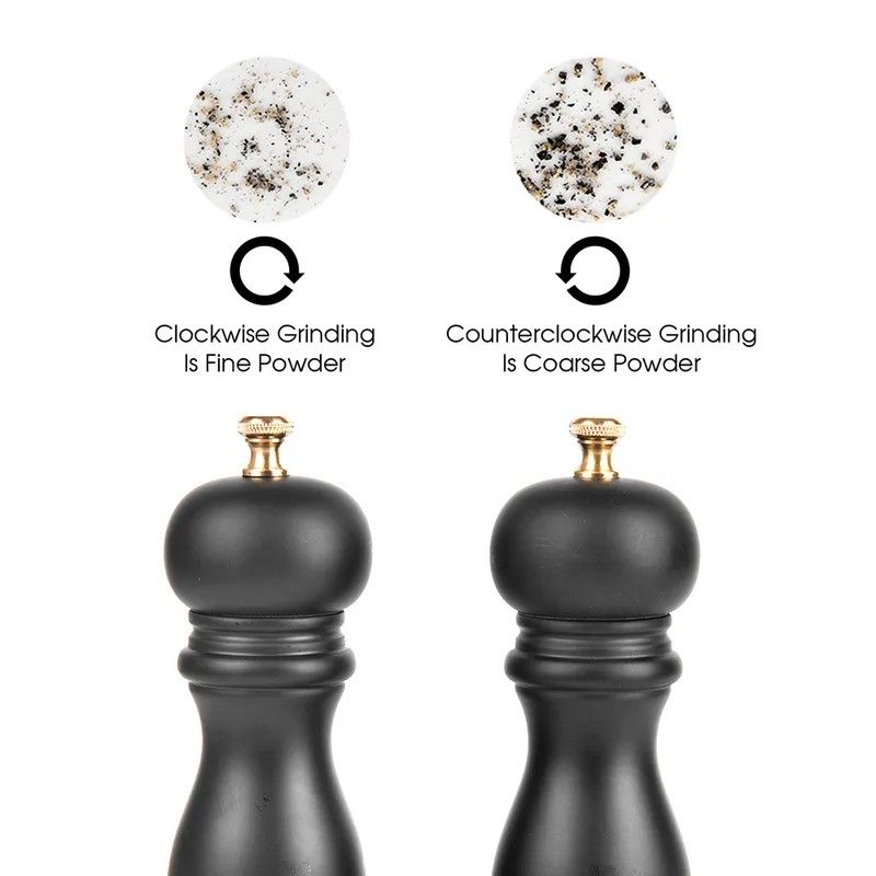 6 Inch Wood Pepper Grinder Mill – Adjustable Stainless Steel Grinder with Classic Wood Design for Fresh Spices, Salt & Pepper in Kitchen or Dining