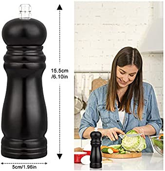 6 Inch Wood Pepper Grinder Mill – Adjustable Stainless Steel Grinder with Classic Wood Design for Fresh Spices, Salt & Pepper in Kitchen or Dining