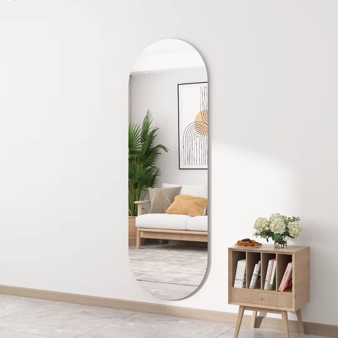 Unbreakable Acrylic Self Adhesive Oval Mirror – Scratch Resistant No-Drill Wall Mount for Doors & Closets, Flexible & Paint Safe Home Decor