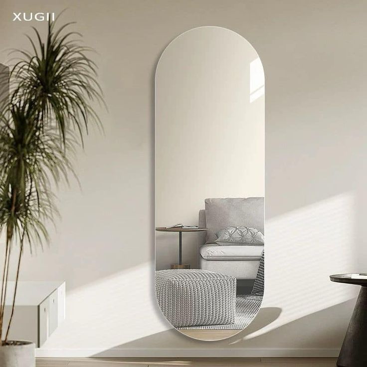 Unbreakable Acrylic Self Adhesive Oval Mirror – Scratch Resistant No-Drill Wall Mount for Doors & Closets, Flexible & Paint Safe Home Decor