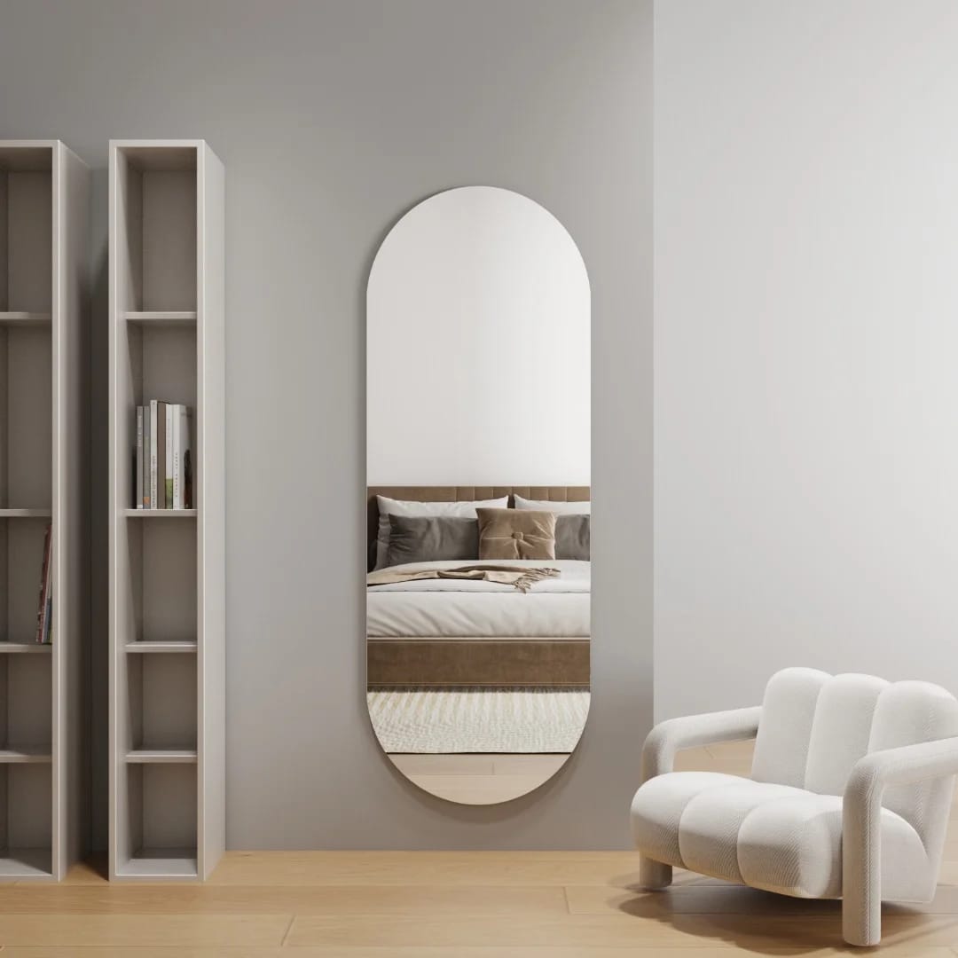 Unbreakable Acrylic Self Adhesive Oval Mirror – Scratch Resistant No-Drill Wall Mount for Doors & Closets, Flexible & Paint Safe Home Decor