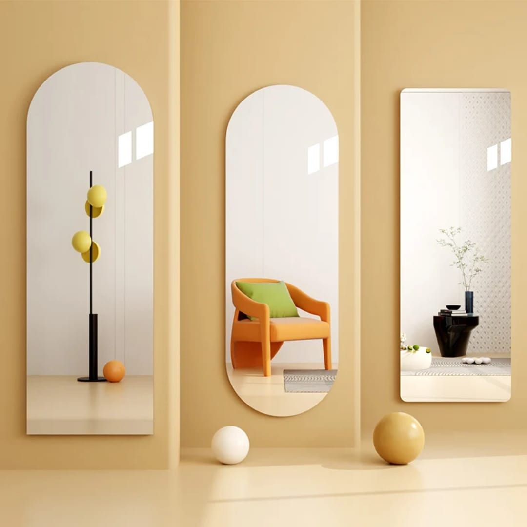 Unbreakable Acrylic Self Adhesive Oval Mirror – Scratch Resistant No-Drill Wall Mount for Doors & Closets, Flexible & Paint Safe Home Decor