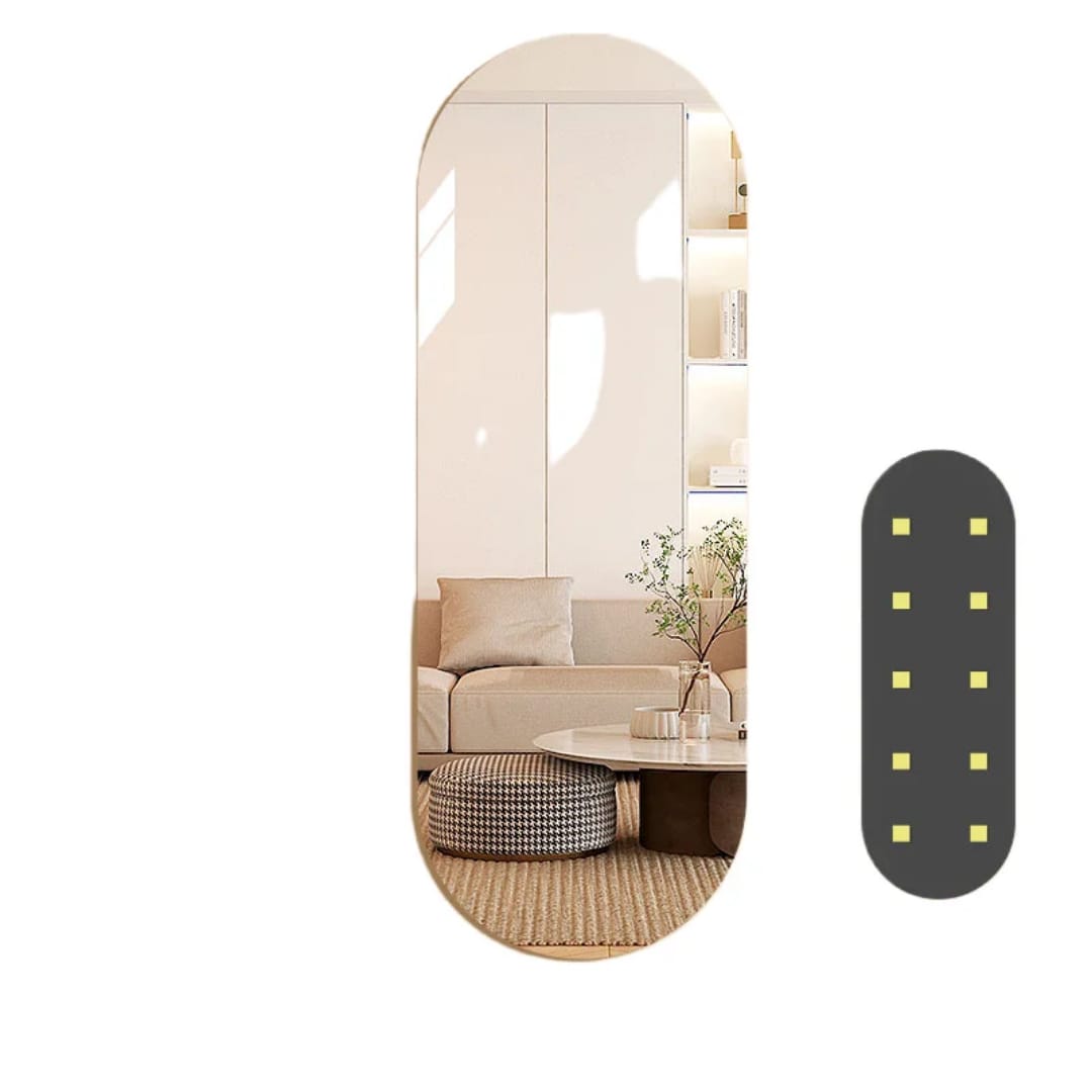 Unbreakable Acrylic Self Adhesive Oval Mirror – Scratch Resistant No-Drill Wall Mount for Doors & Closets, Flexible & Paint Safe Home Decor