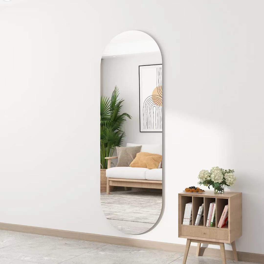 Unbreakable Acrylic Self Adhesive Oval Mirror – Scratch Resistant No-Drill Wall Mount for Doors & Closets, Flexible & Paint Safe Home Decor