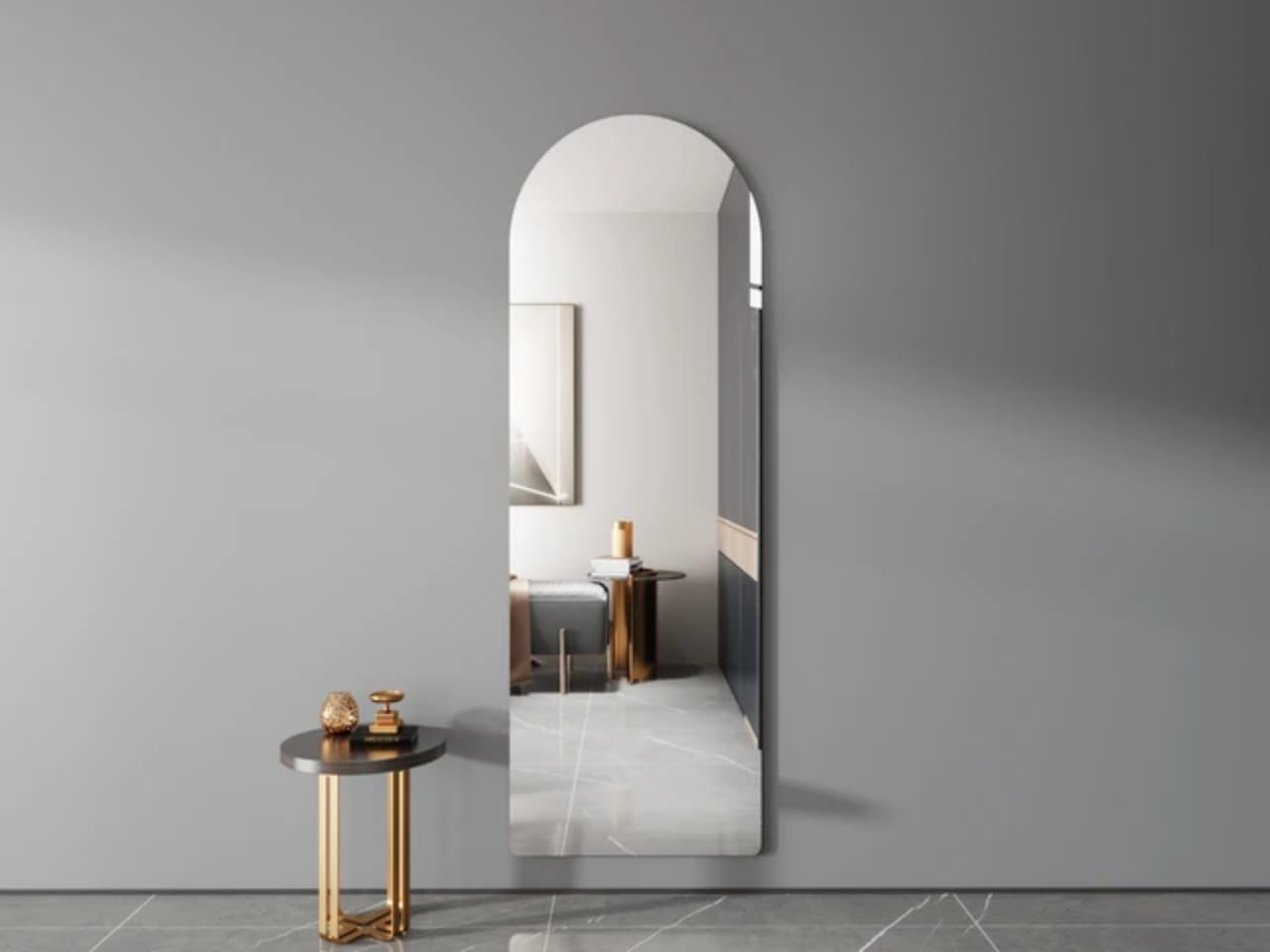 Unbreakable Acrylic Self Adhesive Semicircle Mirror – No-Drill Installation for Walls & Doors, Scratch Resistant & Flexible Paint Safe Home Decor