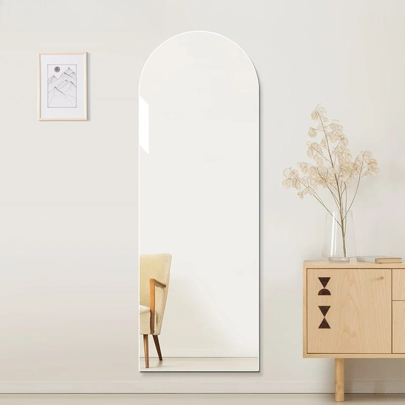 Unbreakable Acrylic Self Adhesive Semicircle Mirror – No-Drill Installation for Walls & Doors, Scratch Resistant & Flexible Paint Safe Home Decor