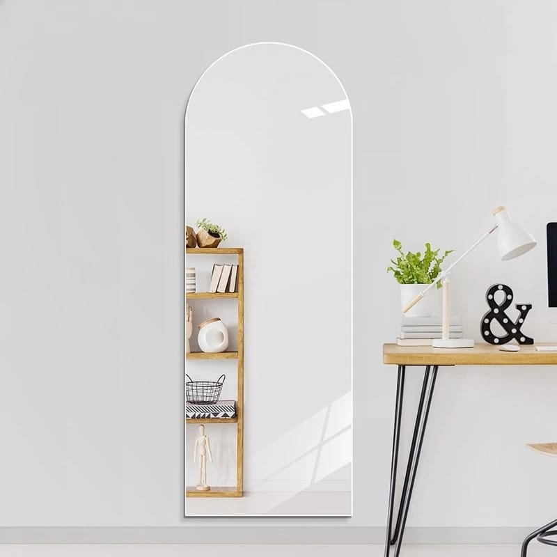 Unbreakable Acrylic Self Adhesive Semicircle Mirror – No-Drill Installation for Walls & Doors, Scratch Resistant & Flexible Paint Safe Home Decor