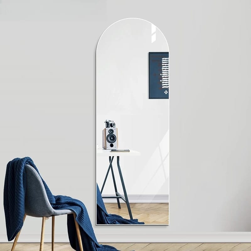 Unbreakable Acrylic Self Adhesive Semicircle Mirror – No-Drill Installation for Walls & Doors, Scratch Resistant & Flexible Paint Safe Home Decor