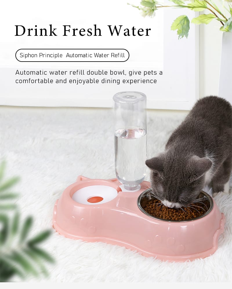 Automatic Single Pet Bowl with Water Dispenser – 500ml Capacity Moisture-Proof PP Design for Cats and Small Dogs, Dispenses Precise Water Amounts