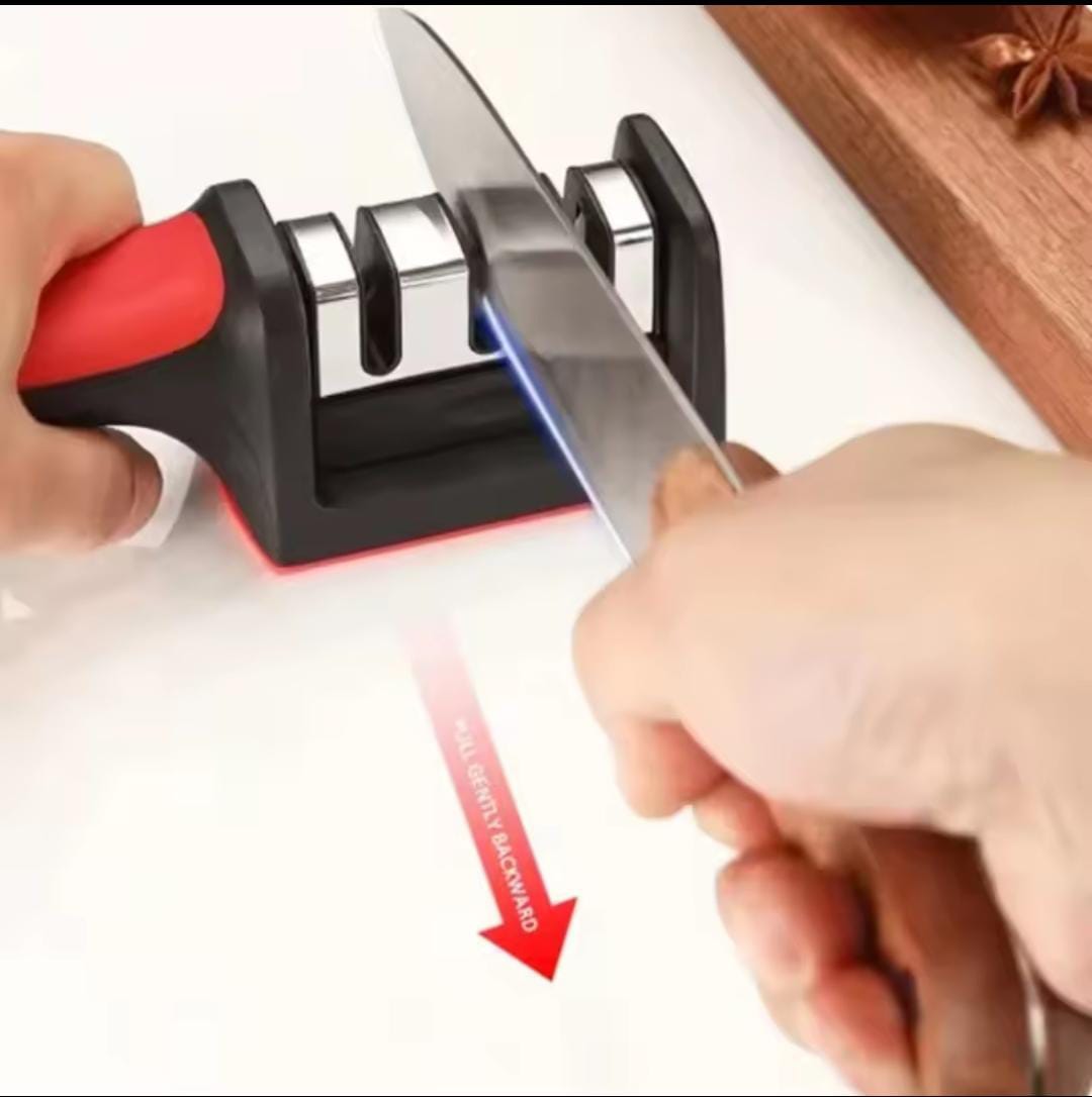 Creative Kitchen Knife Sharpener Tool Set – 3-in-1 Fruit Knife, Sharpener & Peeler Combo with Tungsten Steel and Ceramic Components for Home Use