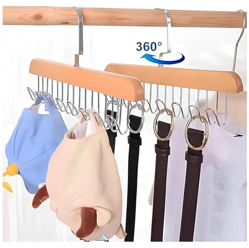 14 Hooks Wooden Wardrobe & Closet Hanger – Multi-Purpose Coat, Hat, and Bag Organizer for Bedroom, Entryway, and Hallway Storage Solutions