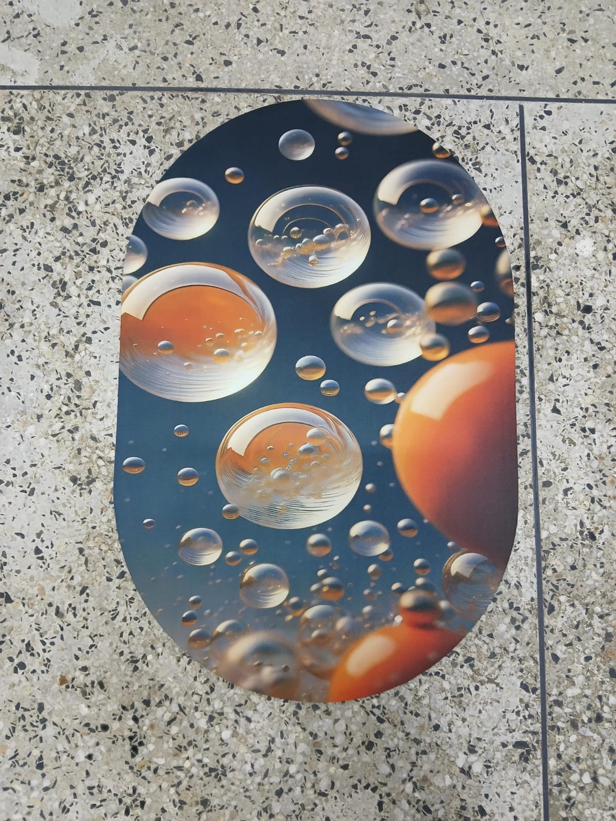 Small Size Oval Bathroom and Door Mat with Rubber Underside – 40x60cm Compact Anti-Slip Absorbent Floor Mat for Entryway, Shower, Sink and Home Use