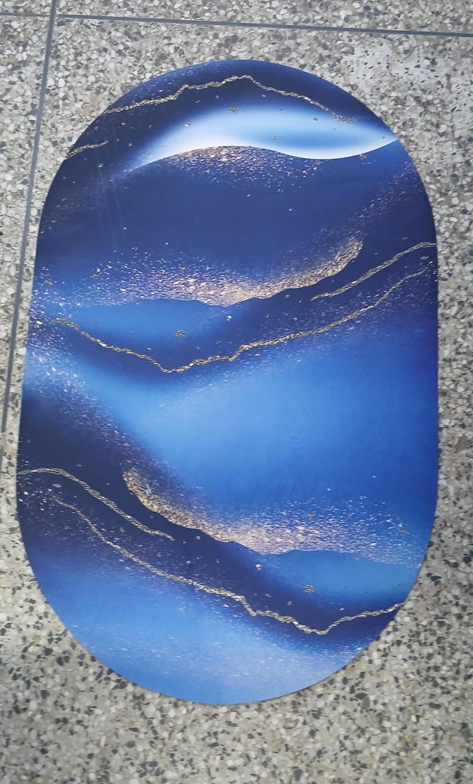 Small Size Oval Bathroom and Door Mat with Rubber Underside – 40x60cm Compact Anti-Slip Absorbent Floor Mat for Entryway, Shower, Sink and Home Use