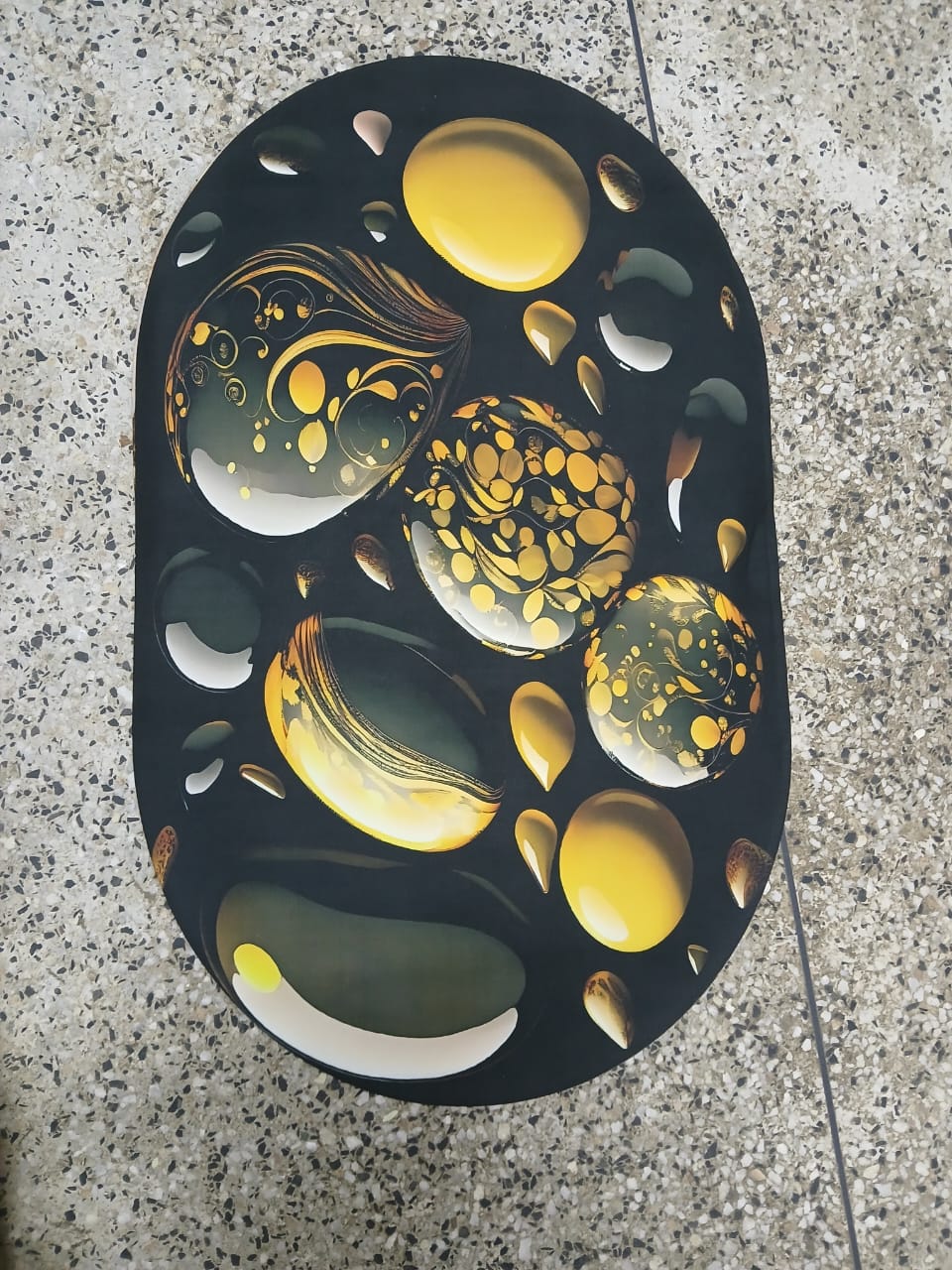 Small Size Oval Bathroom and Door Mat with Rubber Underside – 40x60cm Compact Anti-Slip Absorbent Floor Mat for Entryway, Shower, Sink and Home Use