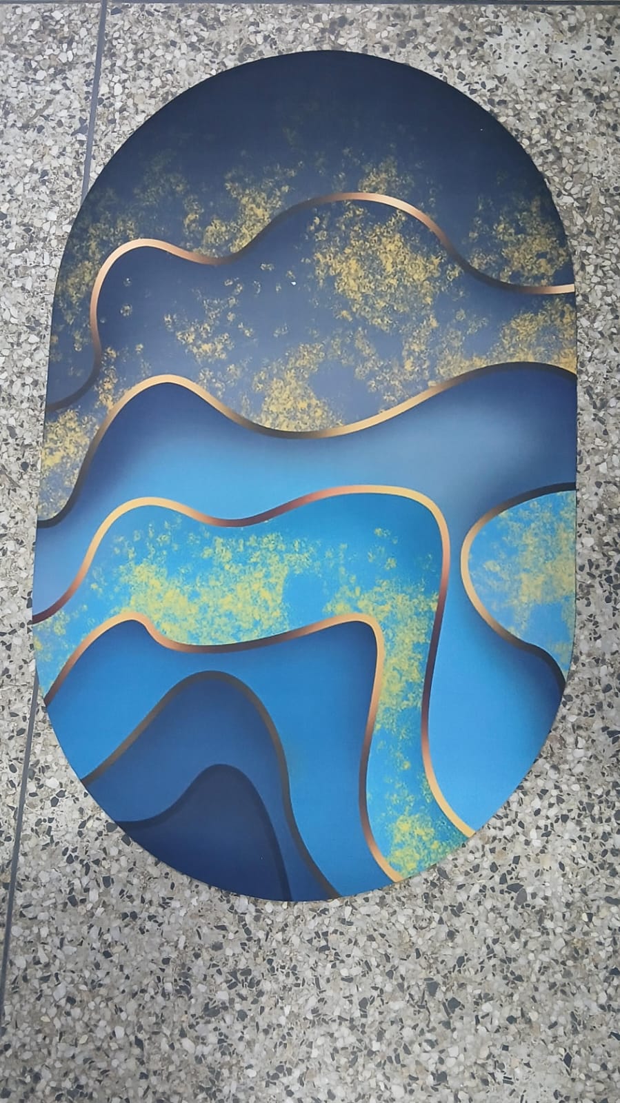 Small Size Oval Bathroom and Door Mat with Rubber Underside – 40x60cm Compact Anti-Slip Absorbent Floor Mat for Entryway, Shower, Sink and Home Use