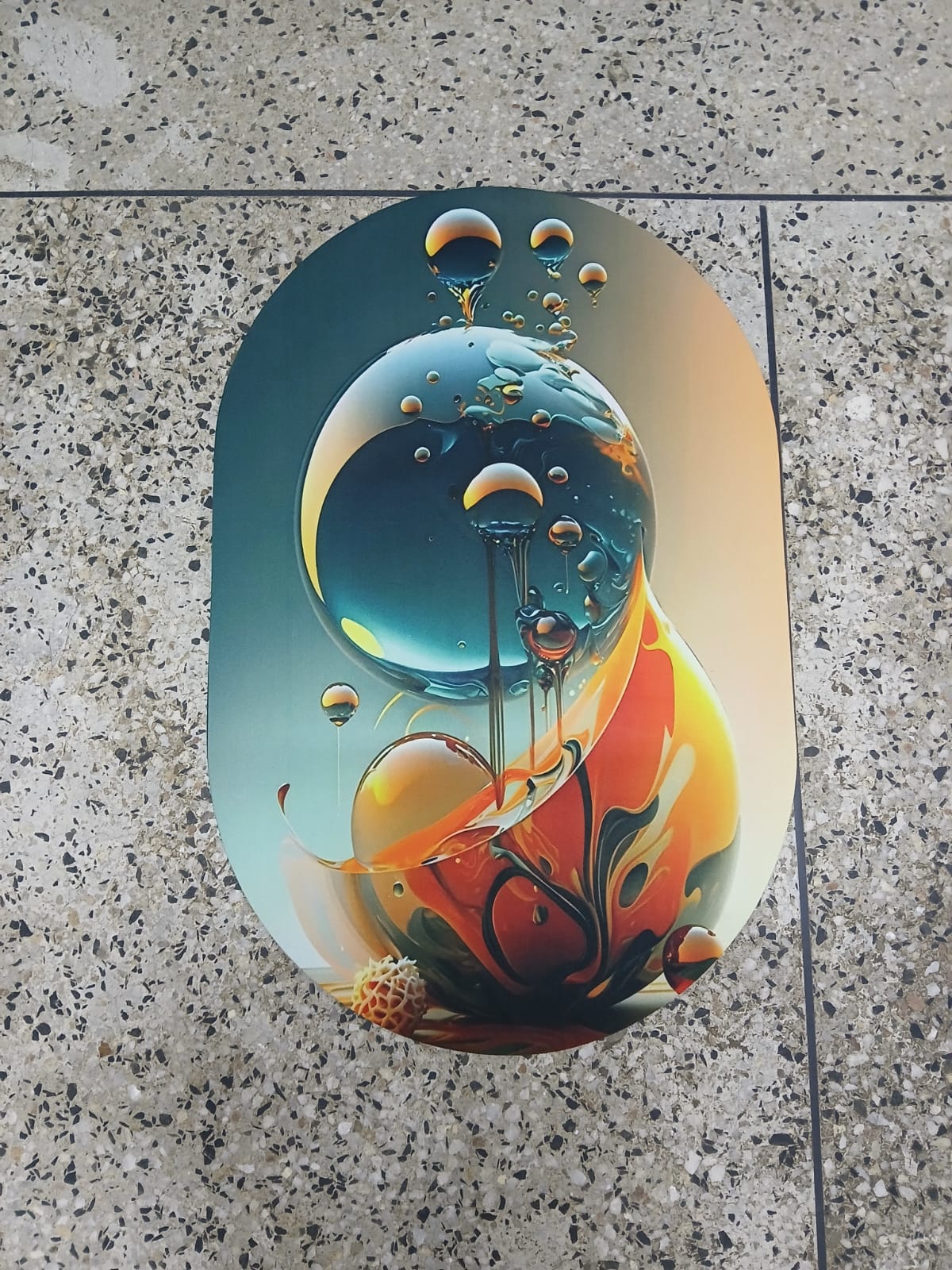 Small Size Oval Bathroom and Door Mat with Rubber Underside – 40x60cm Compact Anti-Slip Absorbent Floor Mat for Entryway, Shower, Sink and Home Use