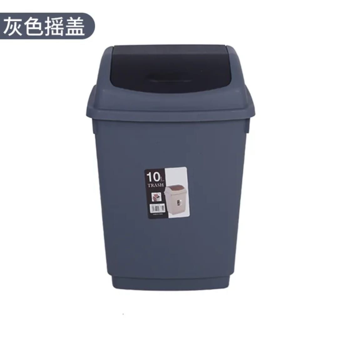 10 Litre Plastic Trash Bin – Compact Waste Basket with Swing Lid for Kitchen, Bathroom, Office or Bedroom, Durable Easy Clean Garbage Container